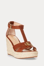 Lauren Ralph Lauren Tan Brown Hale Espadrille Wedges - Image 1 of 4