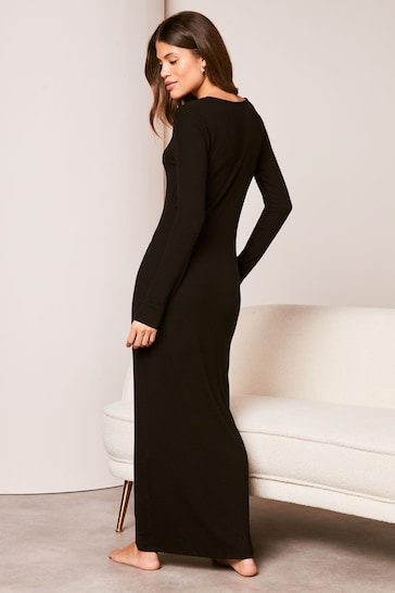 Lipsy Black Super Soft Long Sleeve Maxi Dress