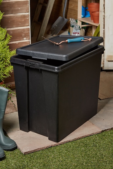 Wham Set of 2 Black Bam 92L Heavy Duty Plastic Recycled Boxes With Lid