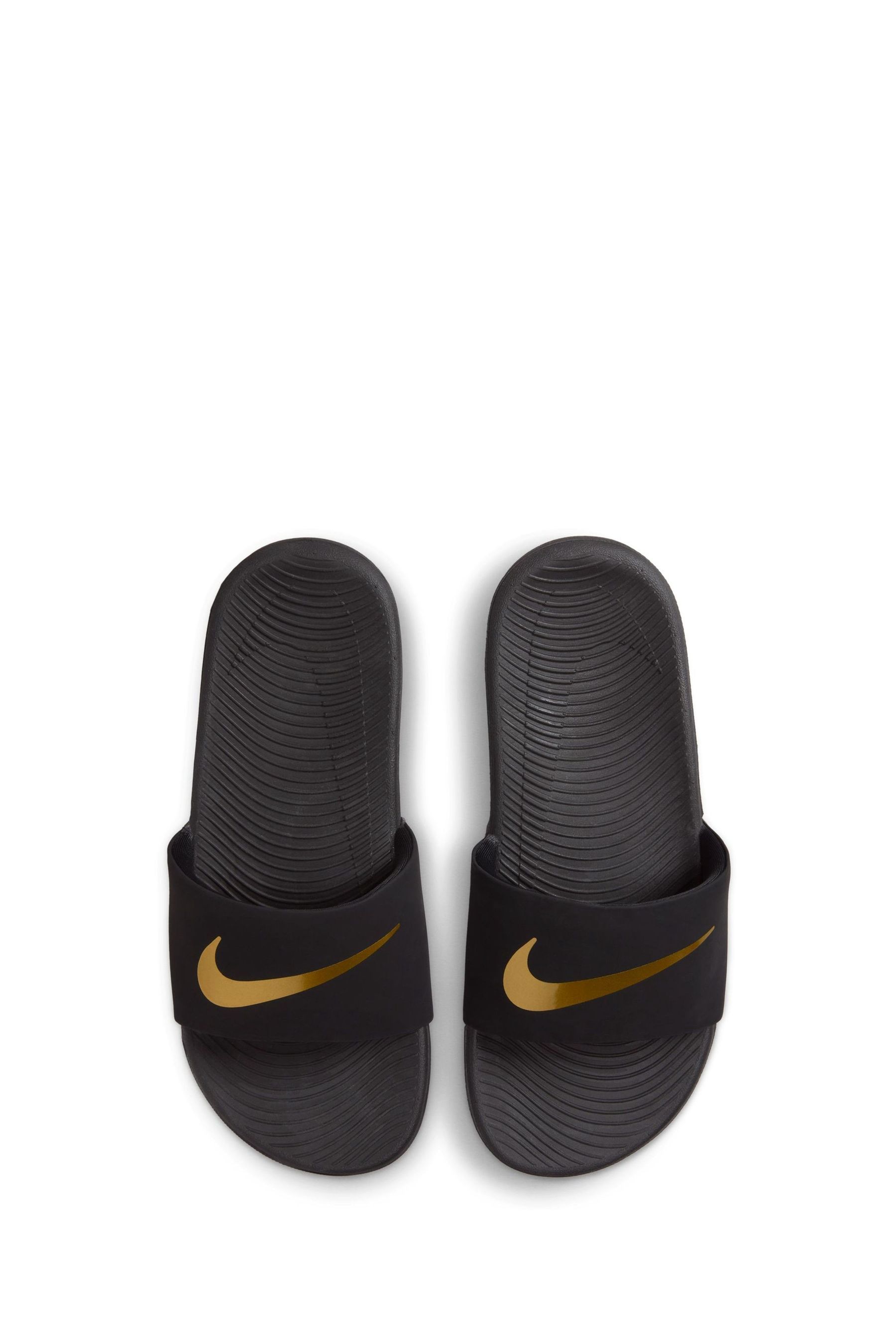 Nike black and gold slides new arrivals