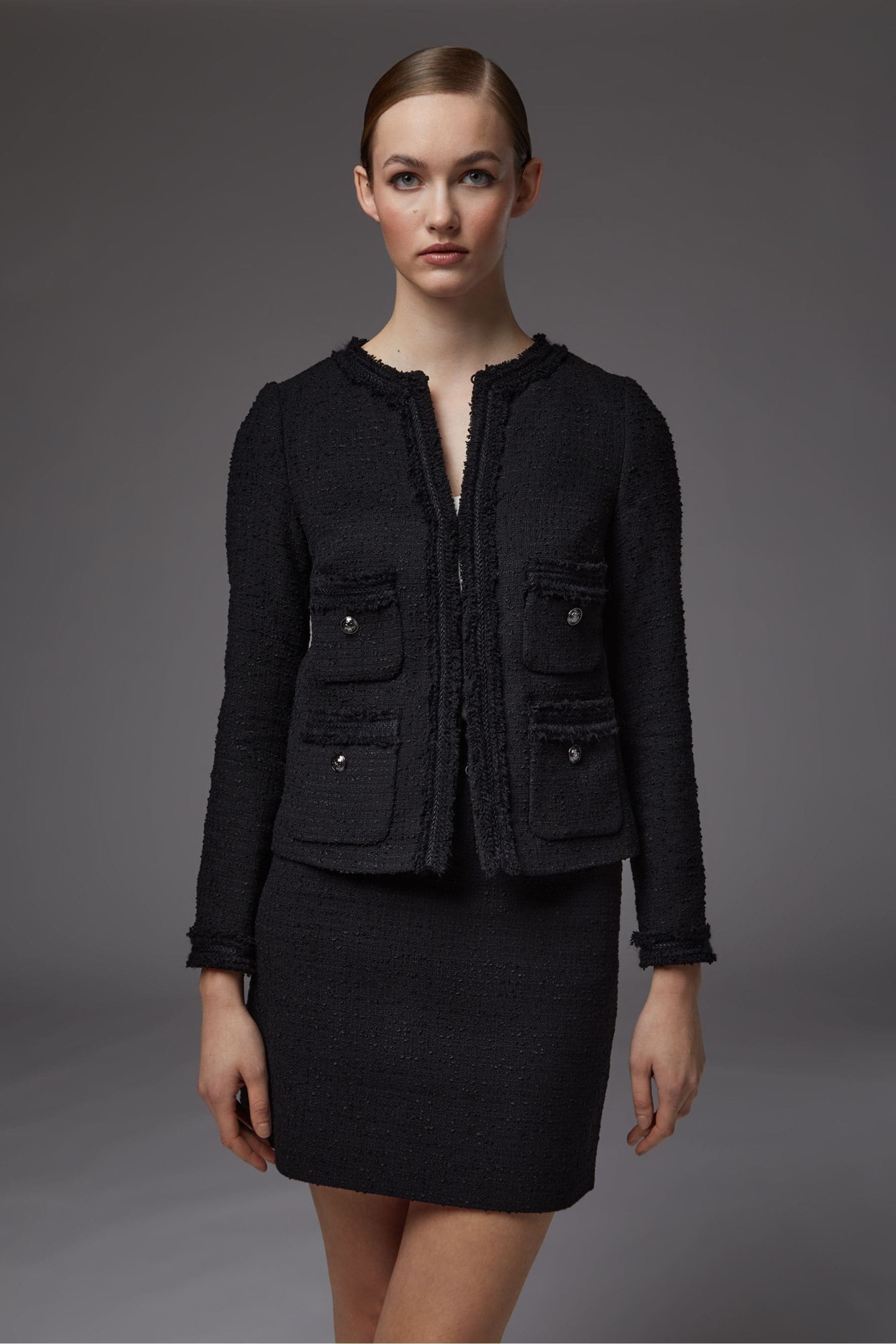Buy LK Bennett Black Charlee Cotton Blend Tweed Jacket from Next Luxembourg