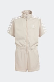 adidas Originals Beige Adicolor Short Sleeve Jumpsuit - Image 1 of 6