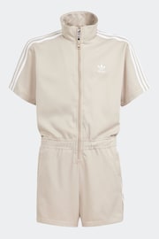 adidas Originals Beige Adicolor Short Sleeve Jumpsuit - Image 2 of 6