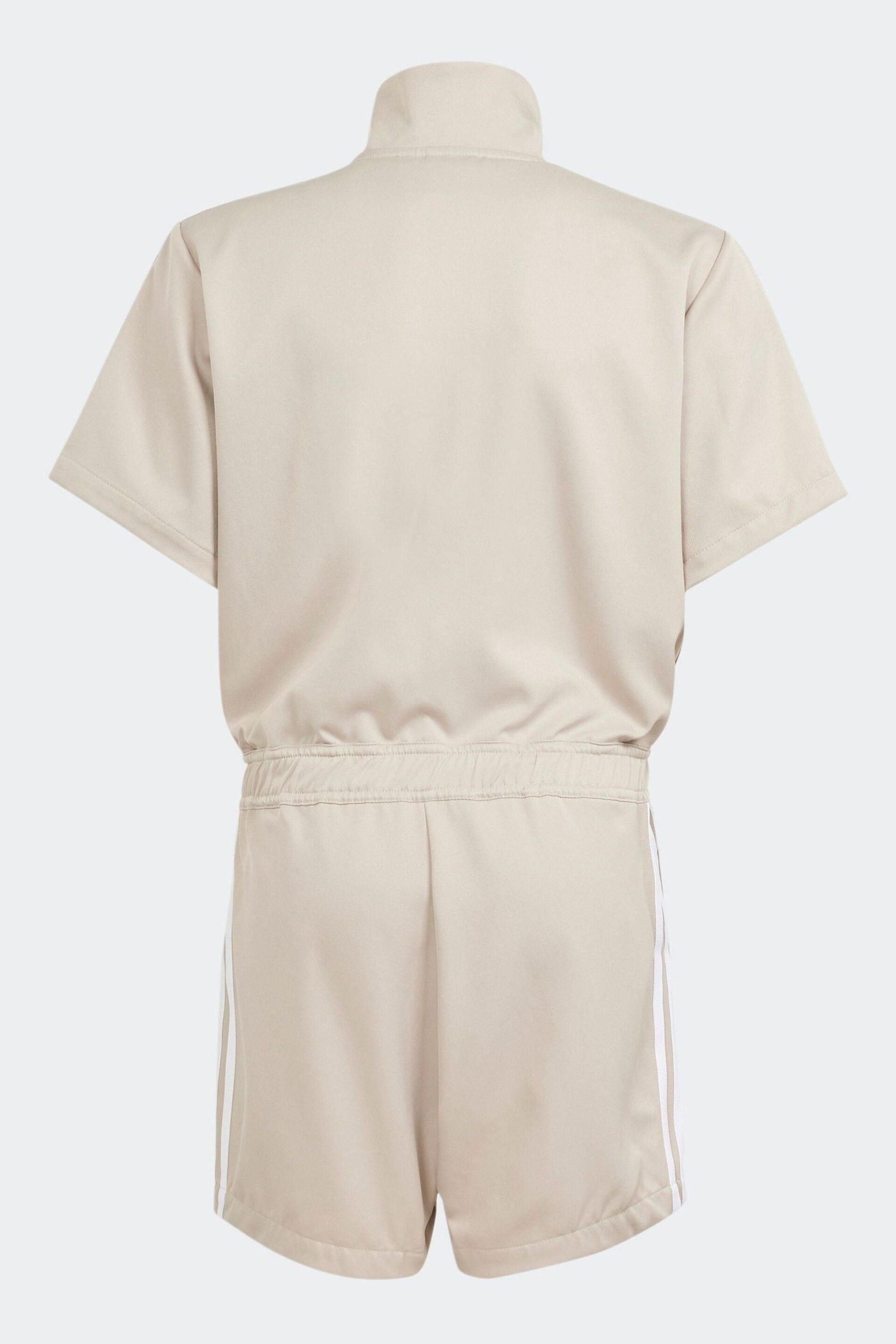 adidas Originals Beige Adicolor Short Sleeve Jumpsuit - Image 3 of 6