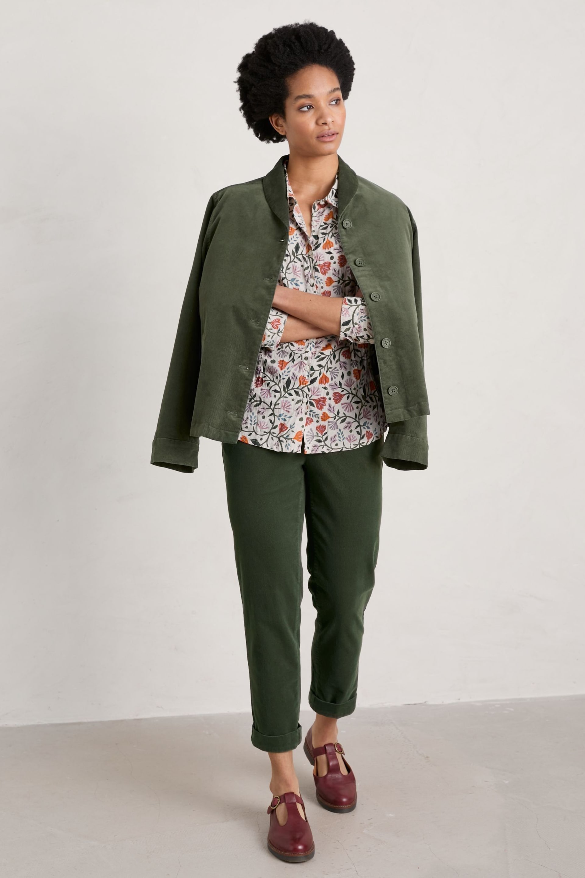 Seasalt Cornwall Green Petite Brightwork Moleskin Jacket - Image 1 of 5