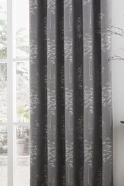 Curtina Grey Elmwood Luxury Jacquard Eyelet Curtains - Image 2 of 2