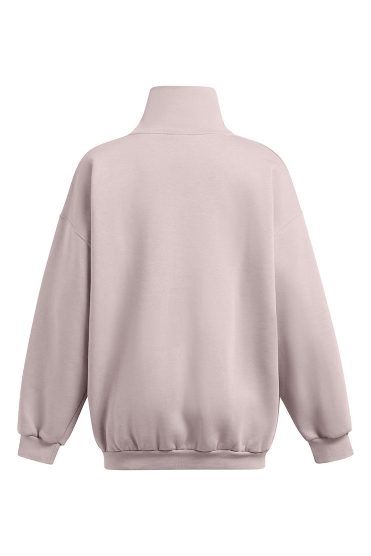 Under Armour Grey Oversized Icon Fleece Mock Crew Sweat Top - Image 6 of 6