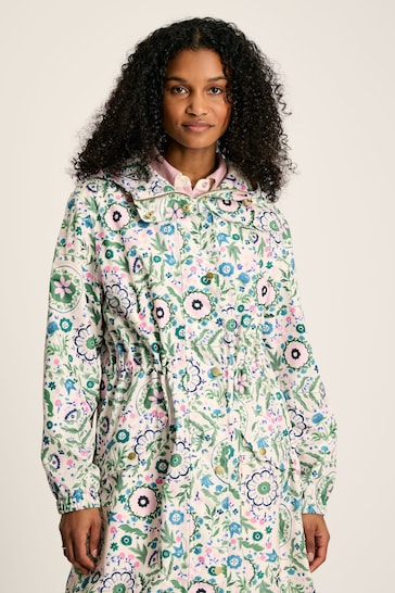 Joules Holkham Floral Waterproof Packable Raincoat With Hood