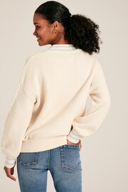 Joules Dibbly Cream & Blue Cable Knit Cricket Jumper - Image 2 of 9