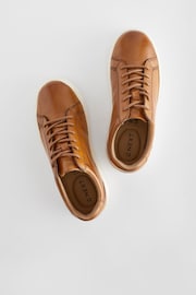 Tan Brown Leather Smart Lace-Up Trainers - Image 5 of 5