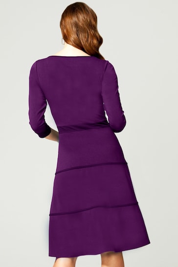 HotSquash Purple V-Neck Dress With Contrast Piping