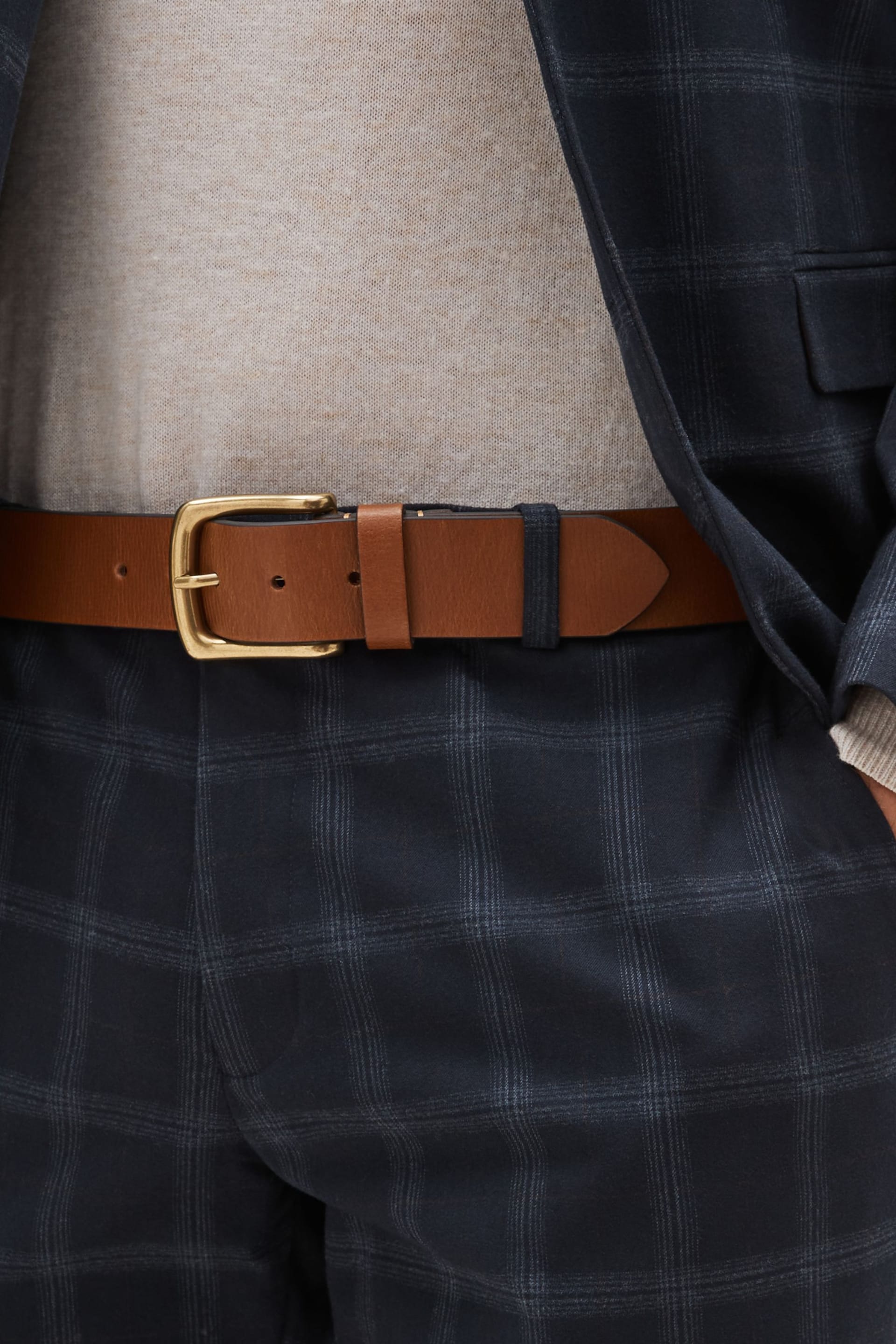 Tan Brown Casual Leather Belt - Image 1 of 3