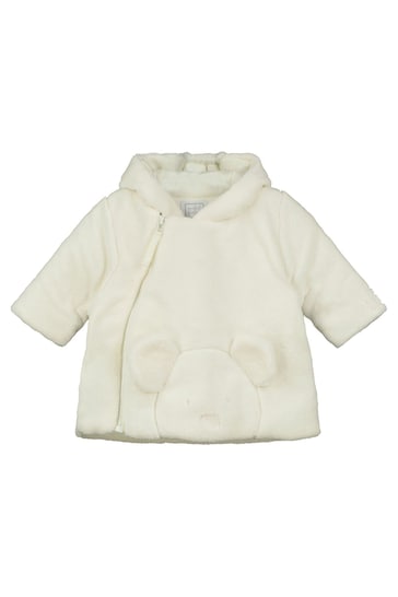 Emile Et Rose Deep Pile Fleece Ivory Jacket with 3D Teddy & Hood