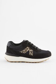 Black Animal Print Lace-Up Chunky Trainers - Image 2 of 5