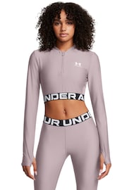 Under Armour Grey Heat Gear Rib 1/4 Zip Sweat Top - Image 1 of 4