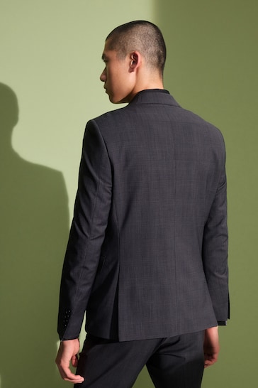 Charcoal Grey Skinny Check Suit Jacket
