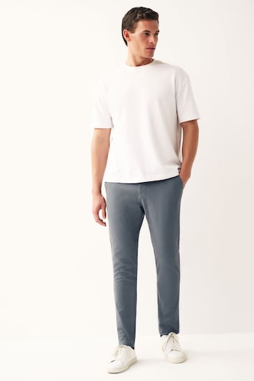 Blue Grey Skinny Fit Stretch Chino Trousers