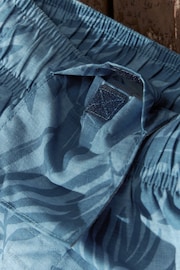 Light Blue Textured Leaf Regular Fit Printed Swim Shorts - Image 12 of 12