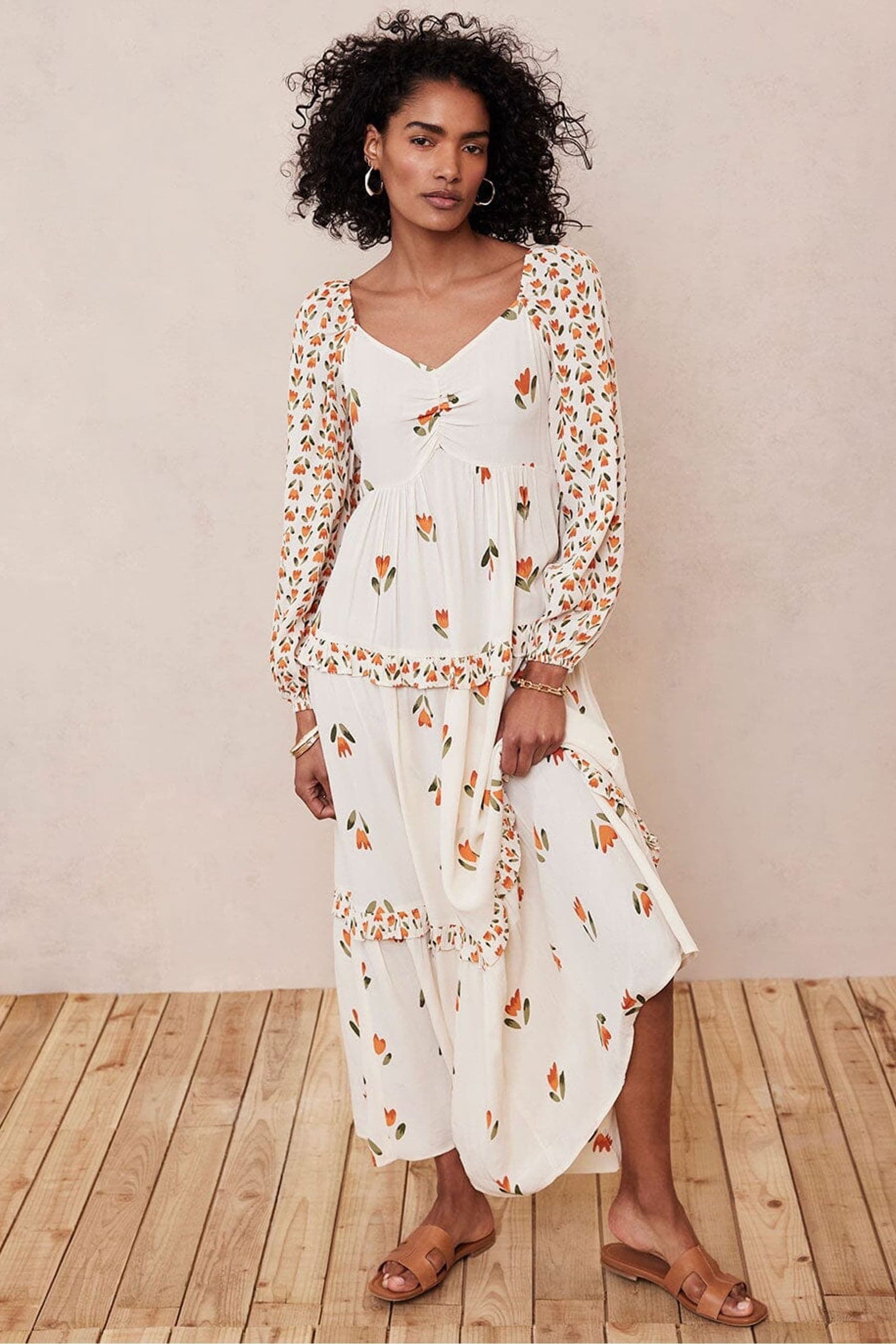 Buy Mint Velvet White Jessica Print Maxi Dress from Next Luxembourg