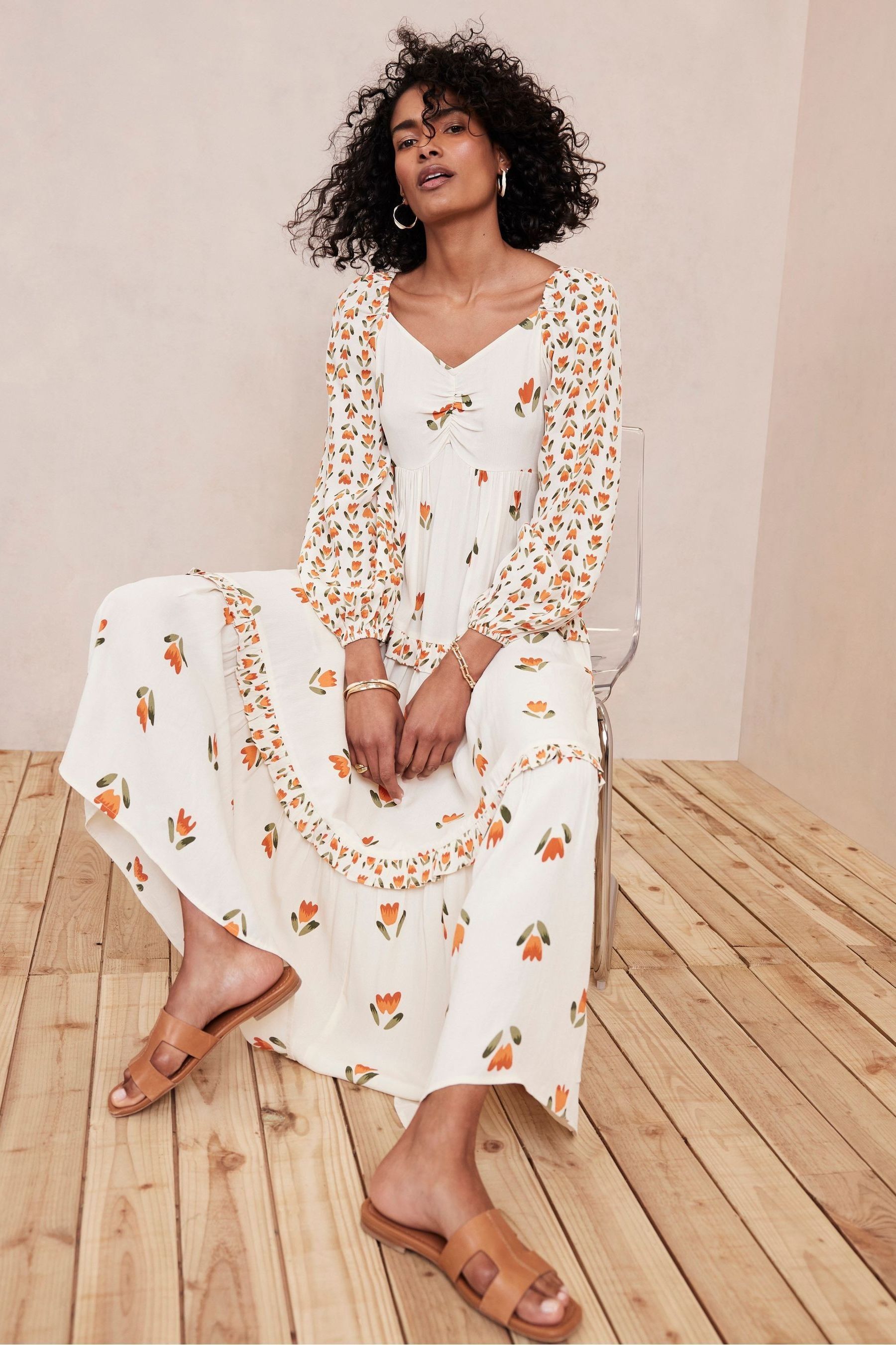Buy Mint Velvet White Jessica Print Maxi Dress from Next Luxembourg