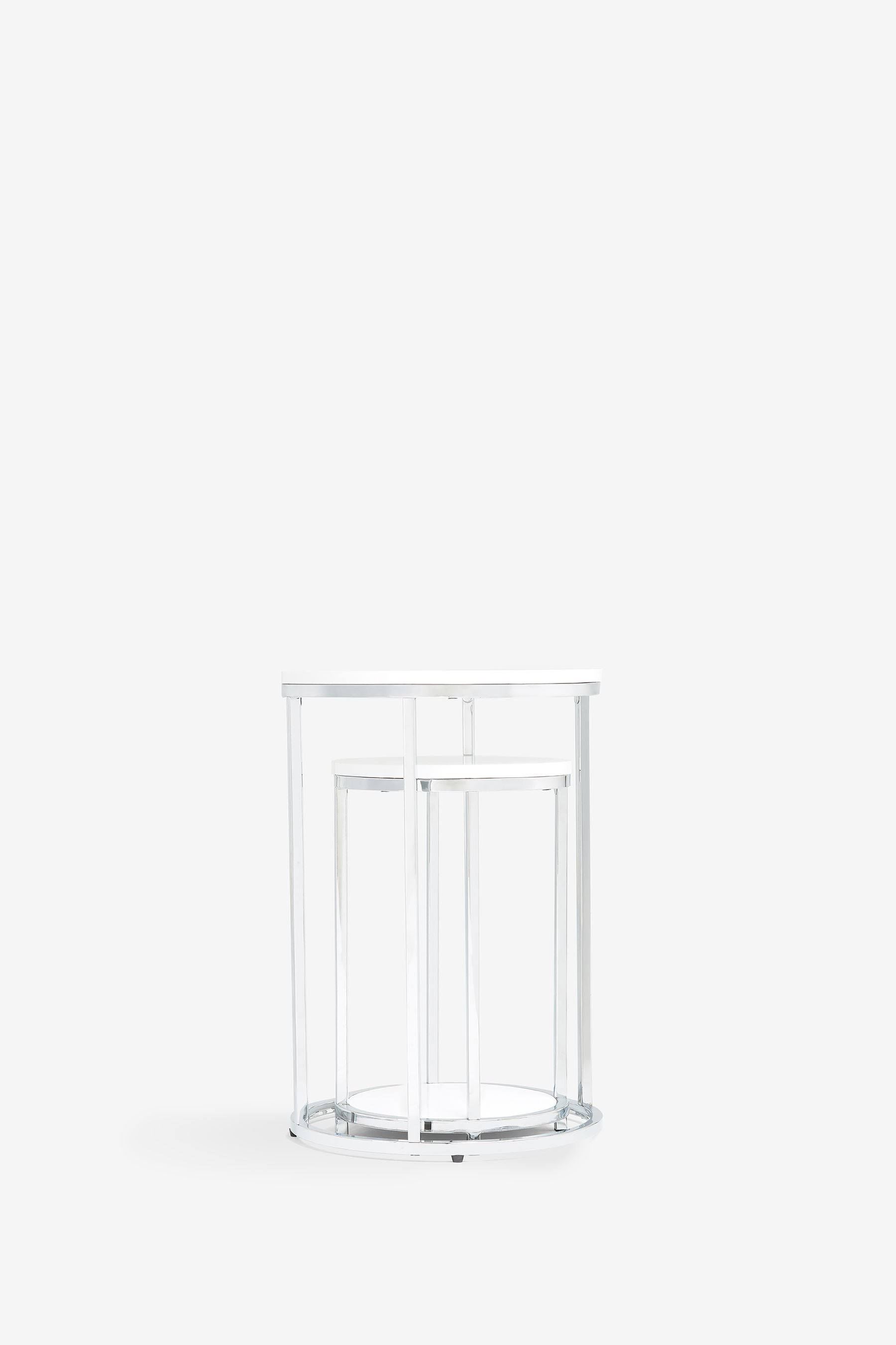 White chrome nest of shop tables