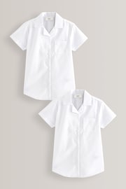 White 2 Pack Short Sleeve Revere Collar School Shirts (3-17yrs) - Image 1 of 7