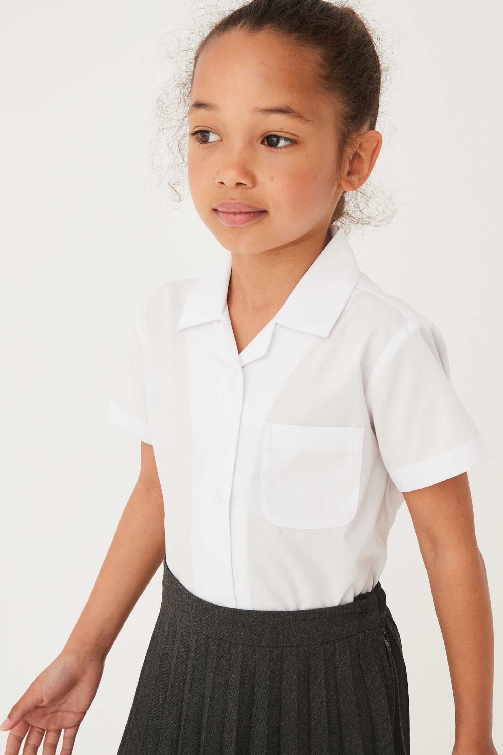 White 2 Pack Short Sleeve Revere Collar School Shirts (3-17yrs) - Image 2 of 6