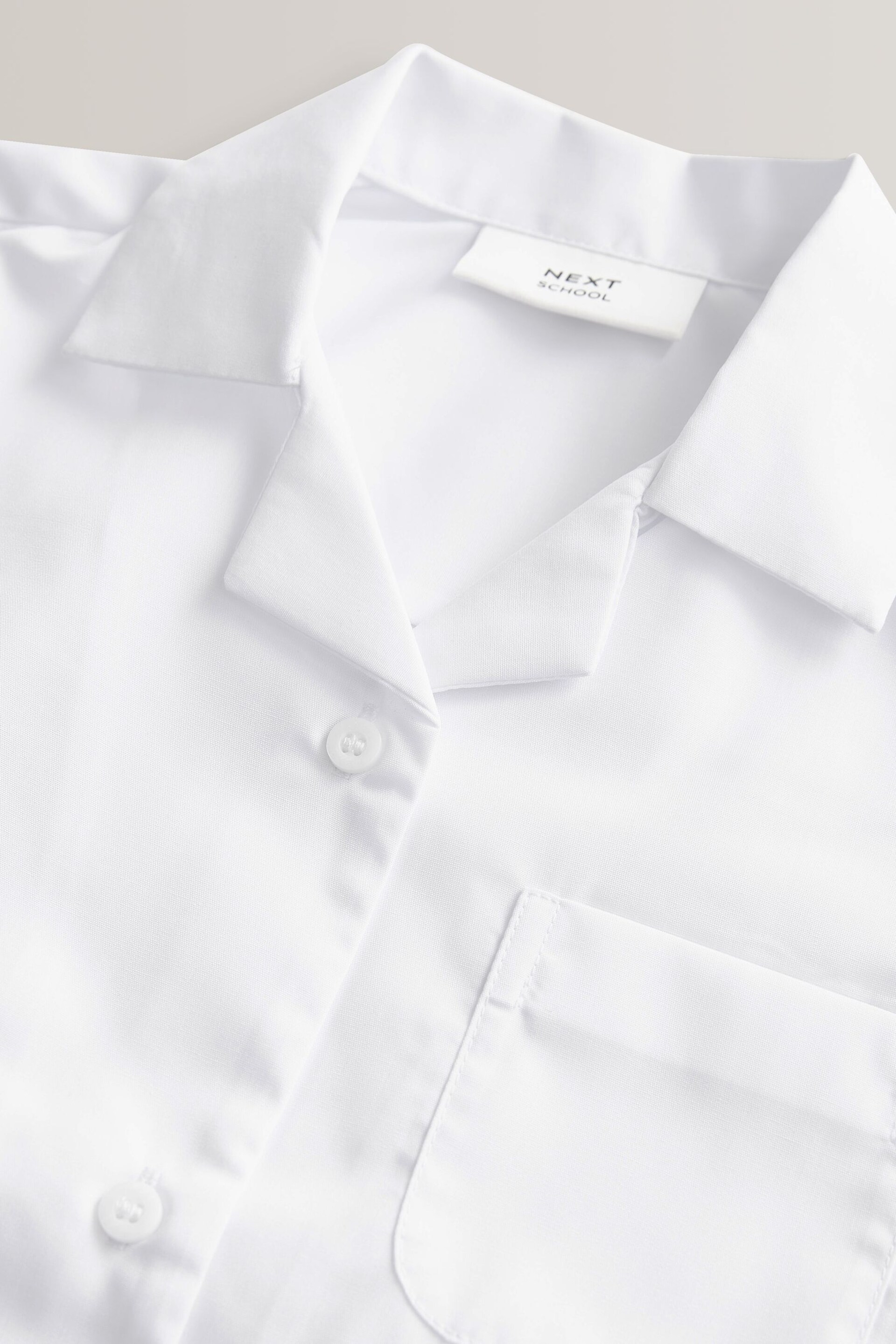 White 2 Pack Short Sleeve Revere Collar School Shirts (3-17yrs) - Image 6 of 7