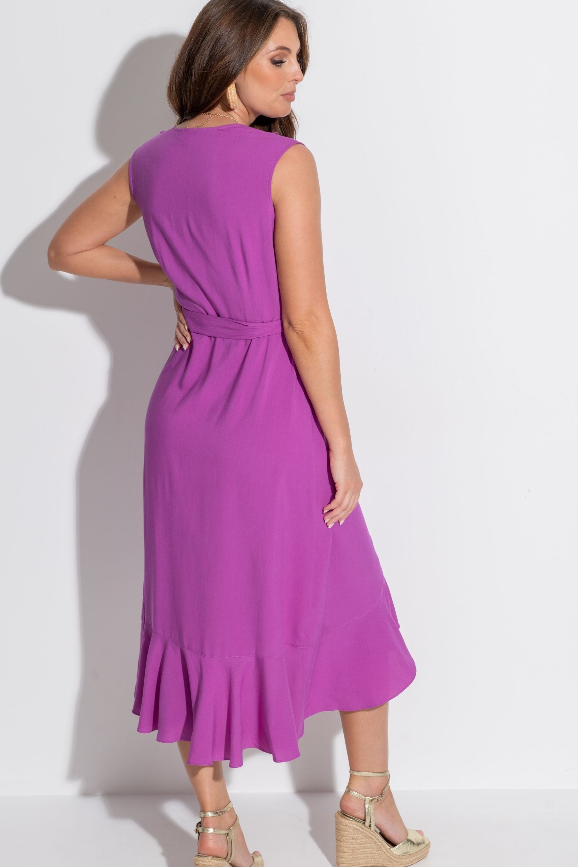 Pour Moi Purple Midaxi Wrap Dress - Image 4 of 6