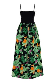 Pour Moi Black & Green Tropical Strapless Shirred Bodice Maxi Beach Dress - Image 4 of 4