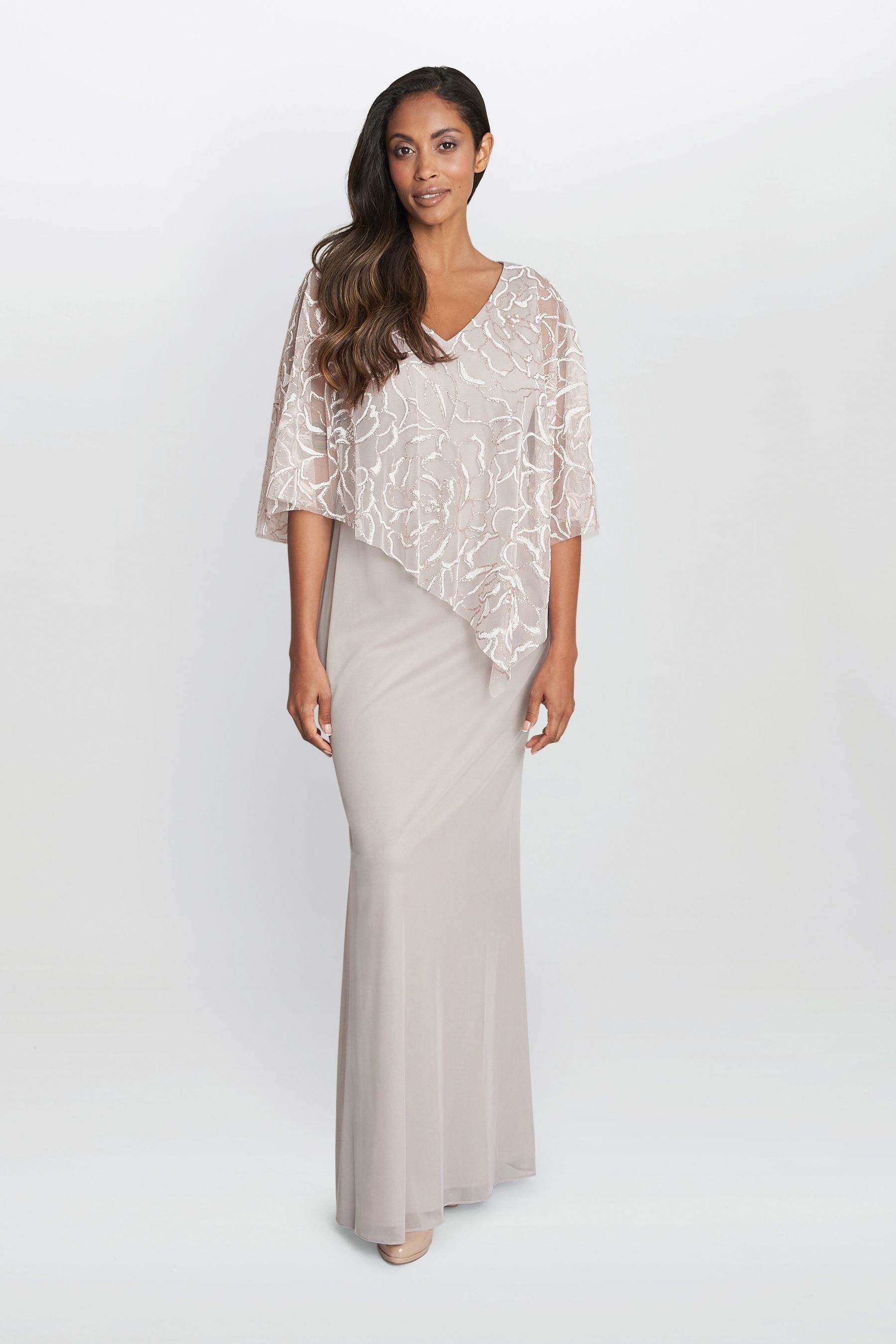 Buy Gina Bacconi Pink Sephora Chiffon Tank Dress With Asymmetric Capelet from Next Ireland