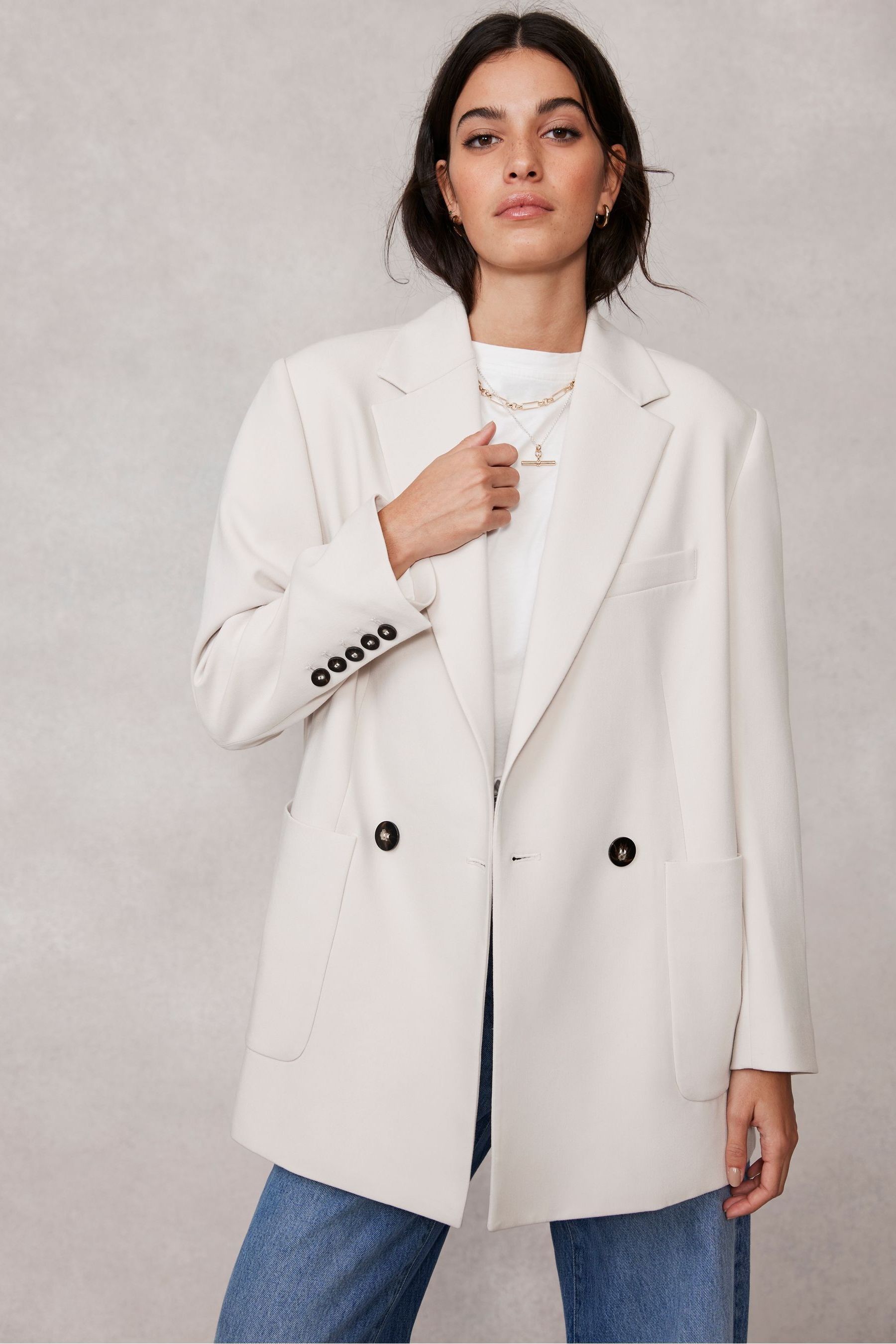Mint velvet cream double cheap breasted coat
