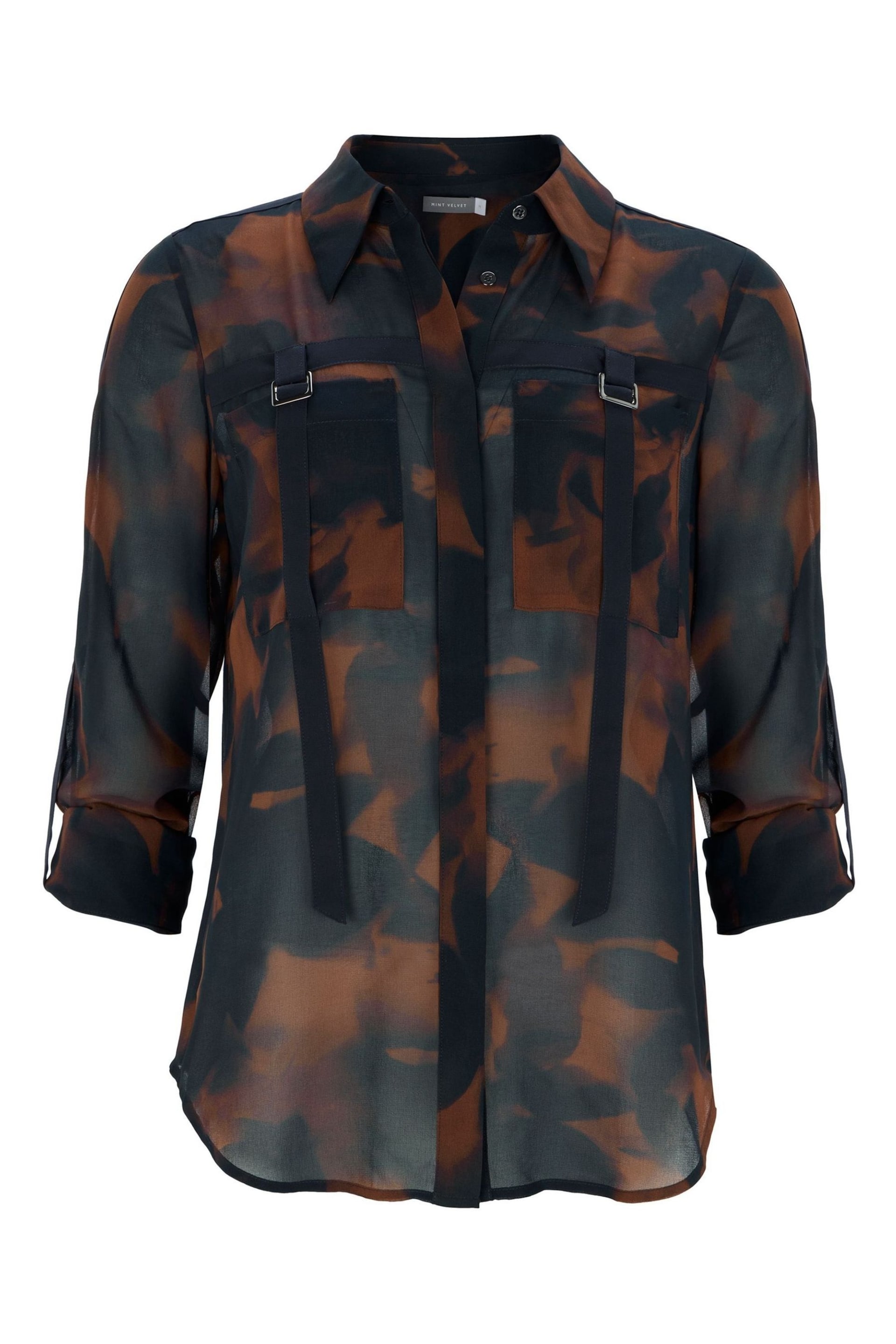 Mint Velvet Brown Abstract Print Shirt - Image 3 of 4