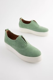 Green Slip On Signature Forever Comfort® Leather Chunky Wedge Platform Trainers - Image 3 of 6