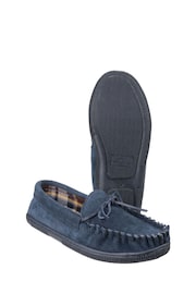 Cotswold Blue Alberta Slip On Moccasin Slippers - Image 3 of 4