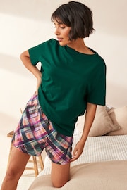 Green Check - 100% Cotton Short Pyjamas Set - Image 1 of 7