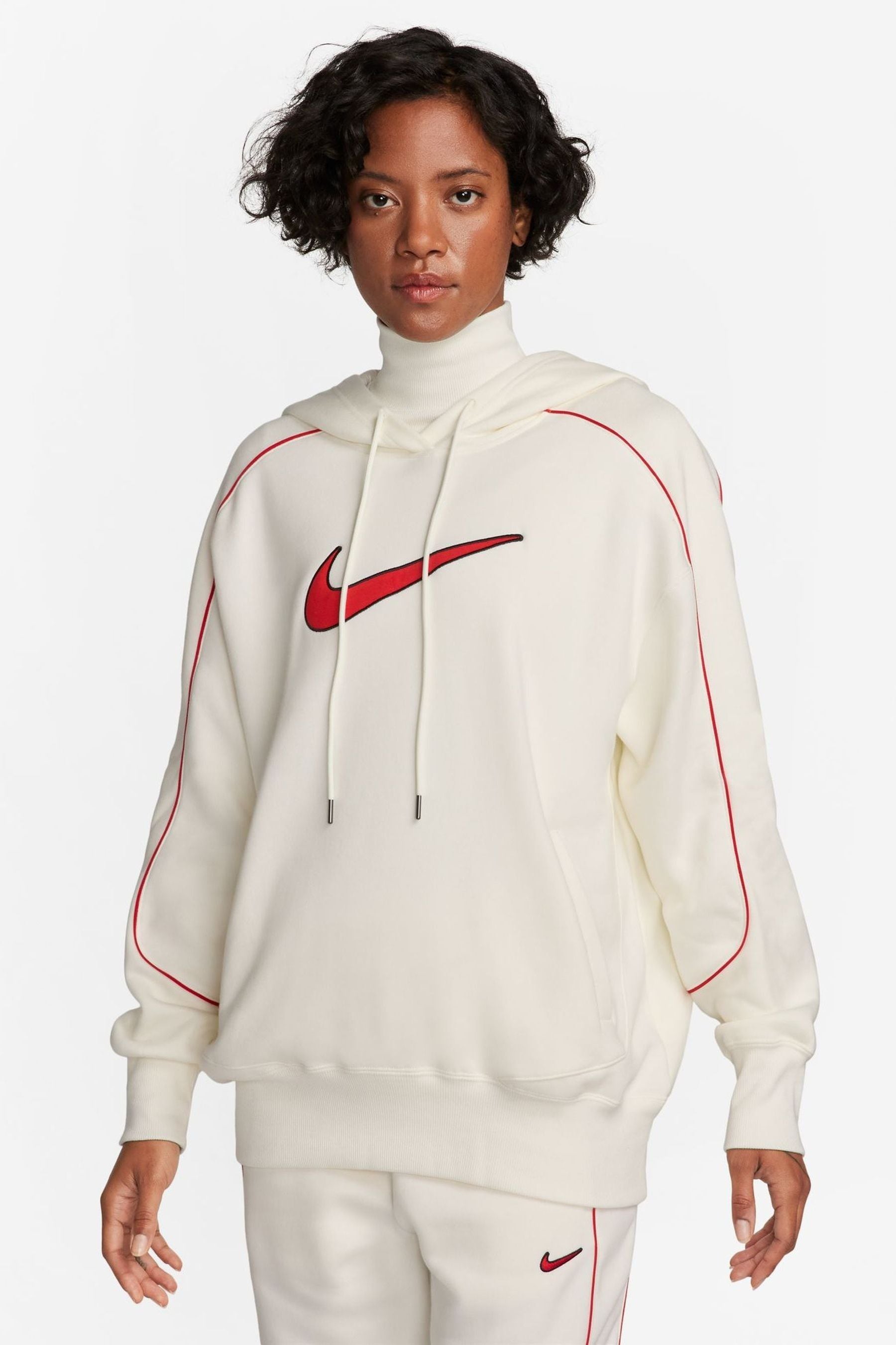 Buy Nike White Piping Detail Swoosh Hoodie from Next Estonia