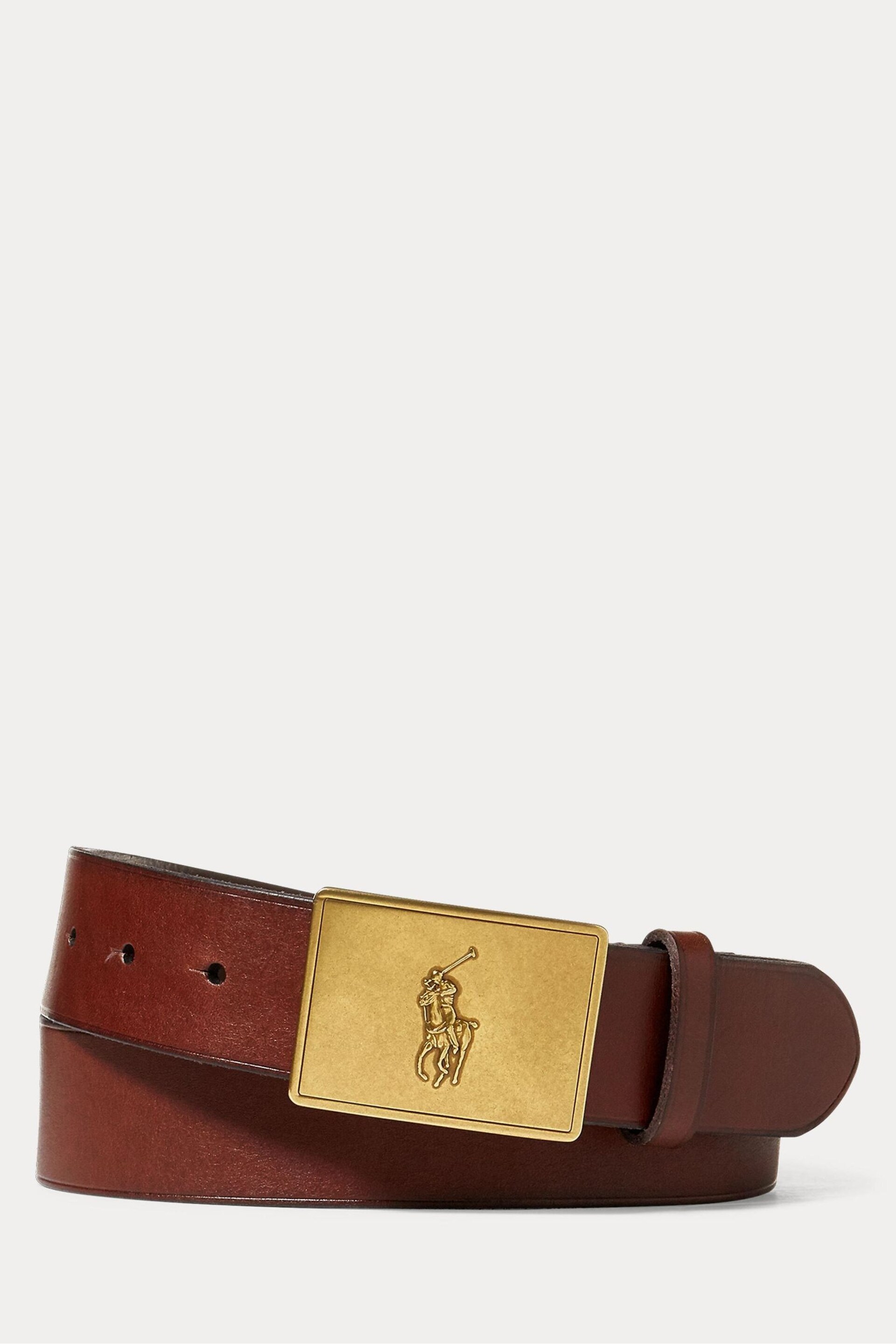 Polo Ralph Lauren Pony Logo Plaque Leather Belt - Image 1 of 3