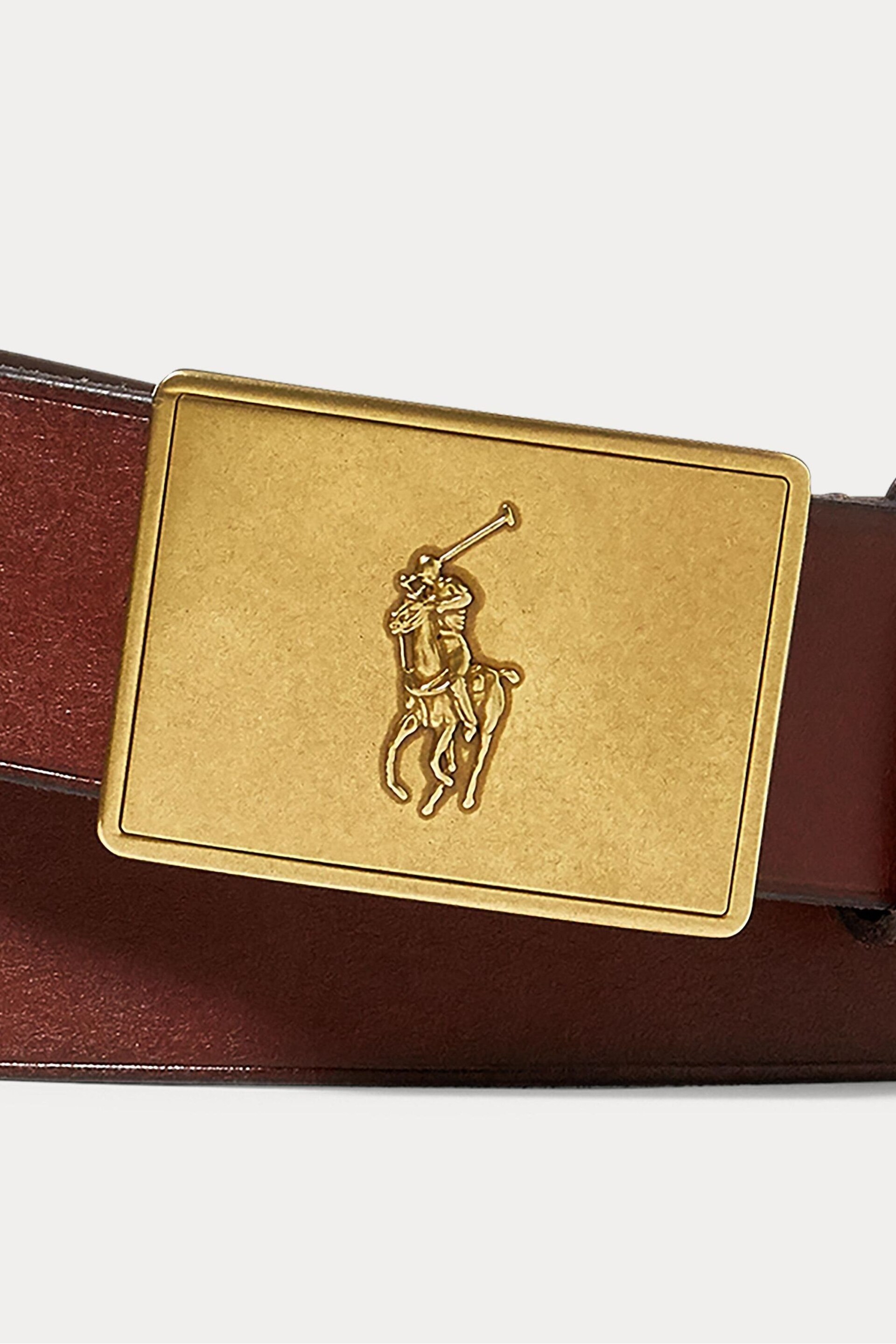 Polo Ralph Lauren Pony Logo Plaque Leather Belt - Image 2 of 3