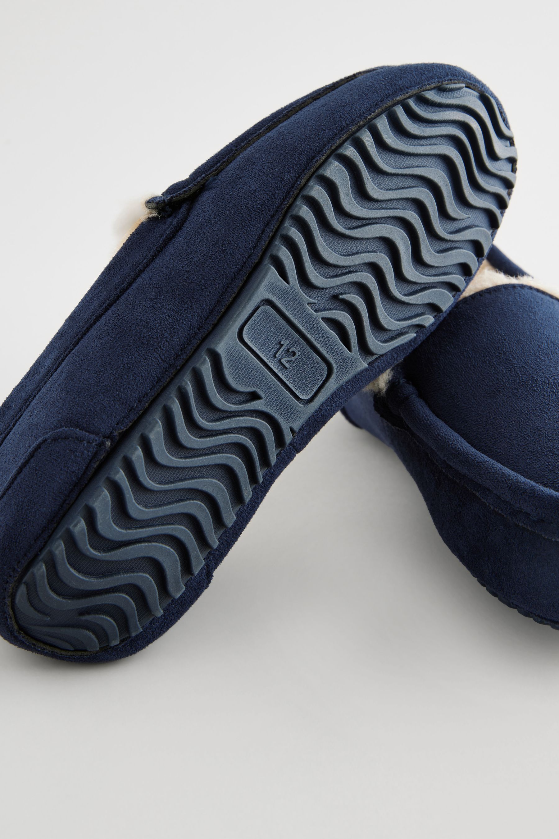 Navy moccasin slippers online