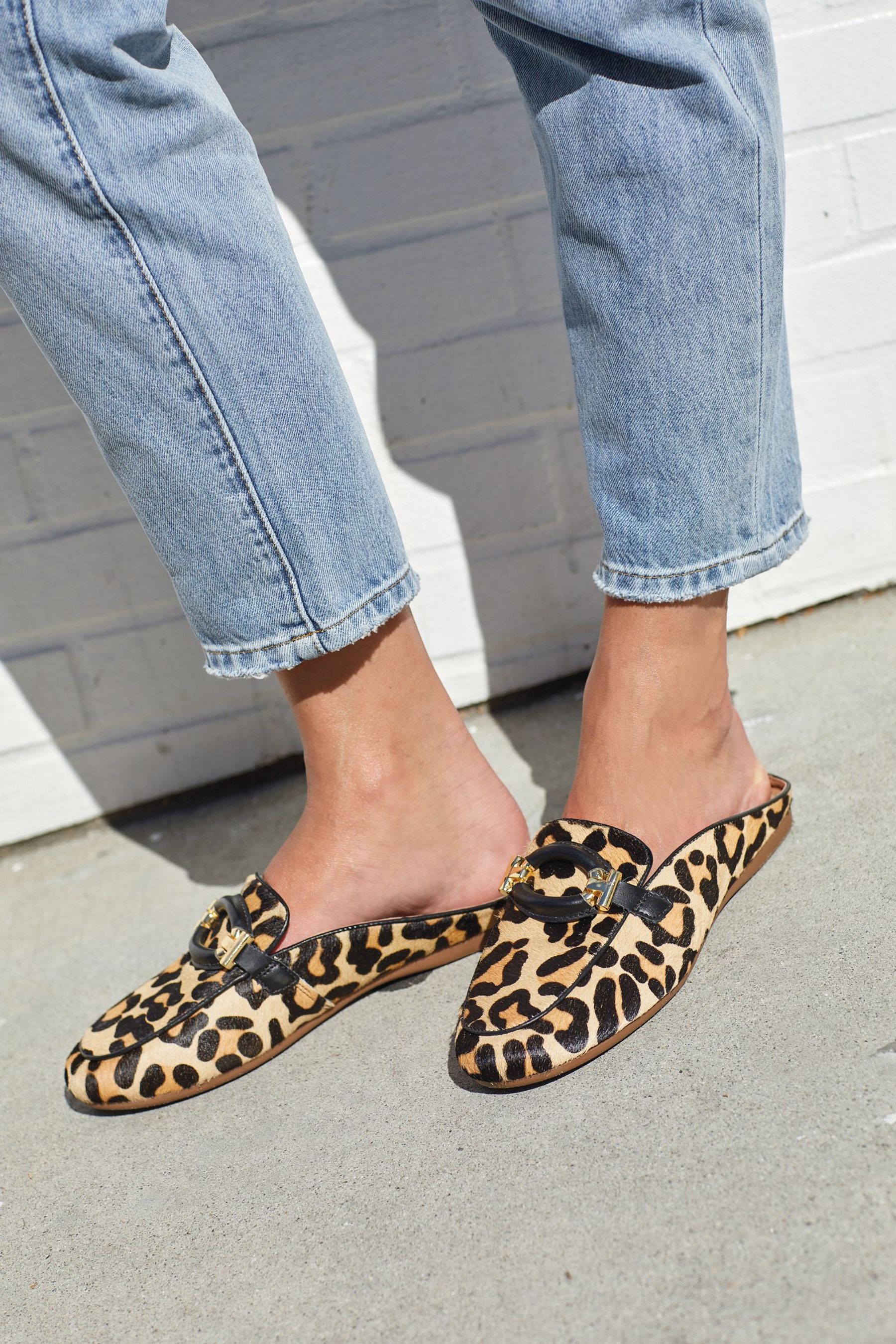 Leopard loafer mule online