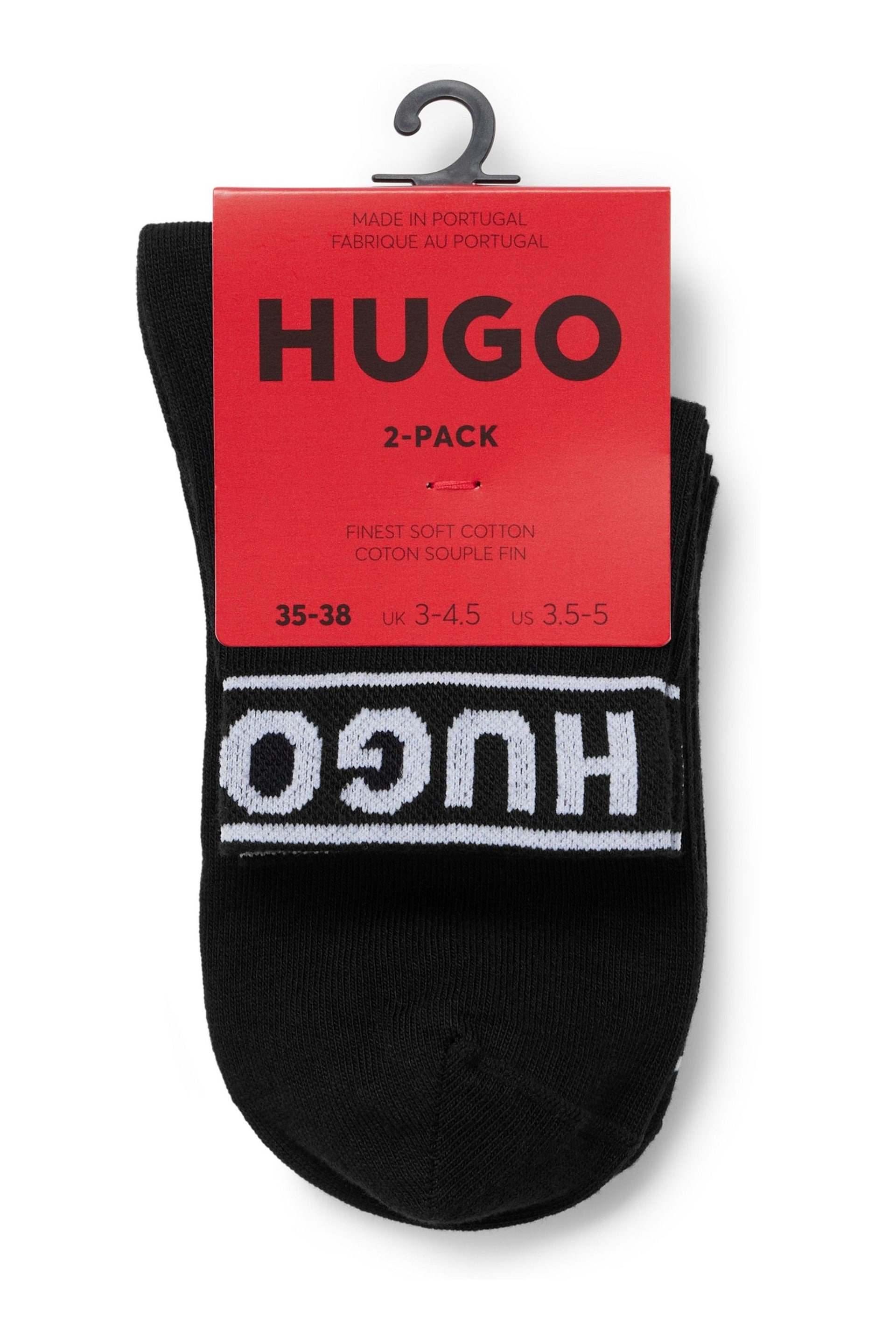 HUGO Logo Ankle 2 Pack Socks - Image 3 of 3