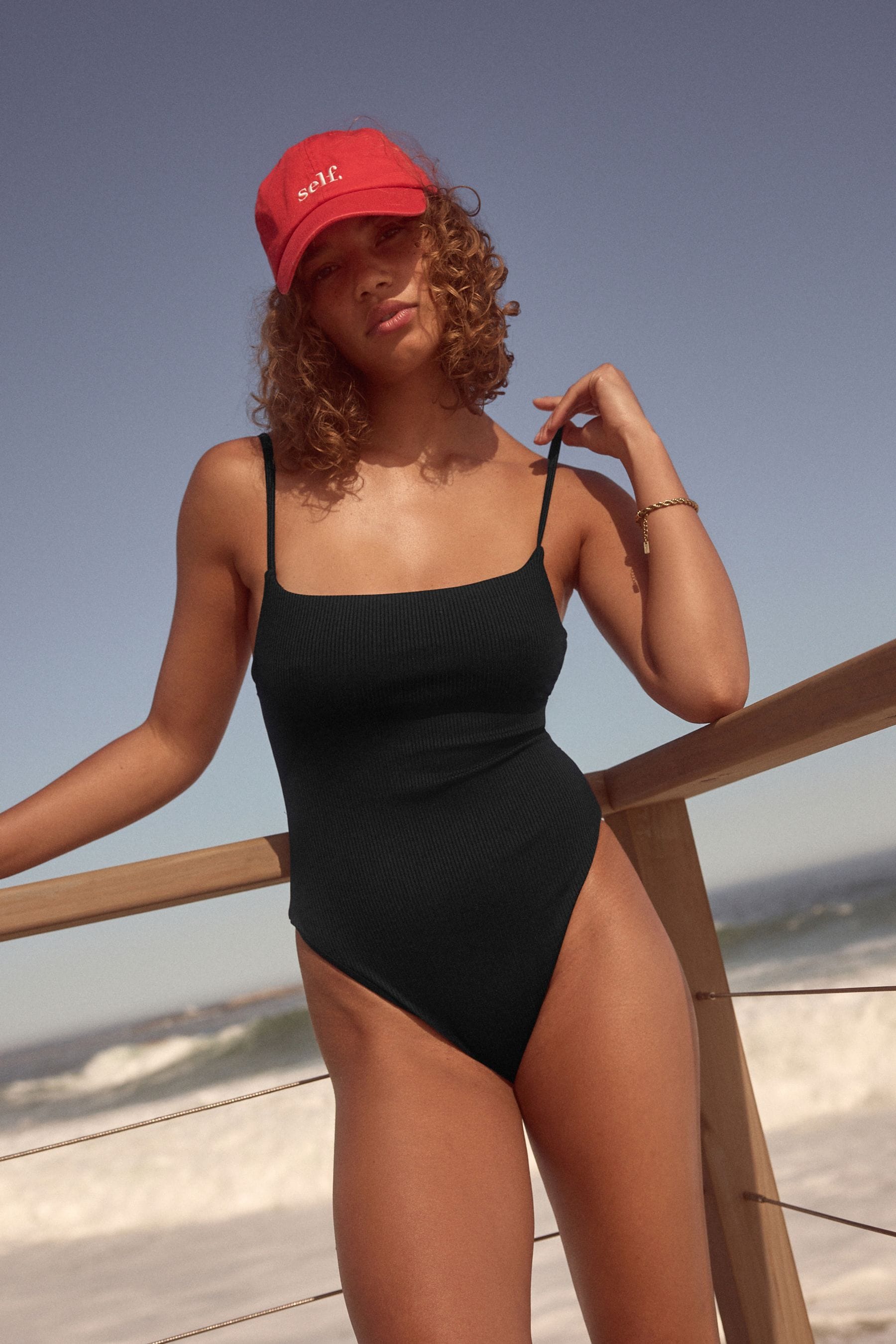 Black high leg swimsuit shop