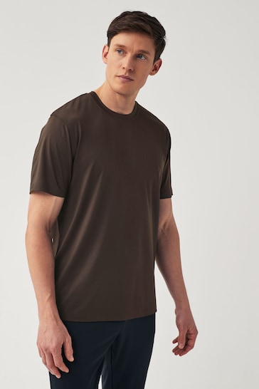 Chocolate Brown Active Gym and Training Textured T-Shirt