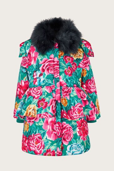 Monsoon Green Floral Printed Padded Coat