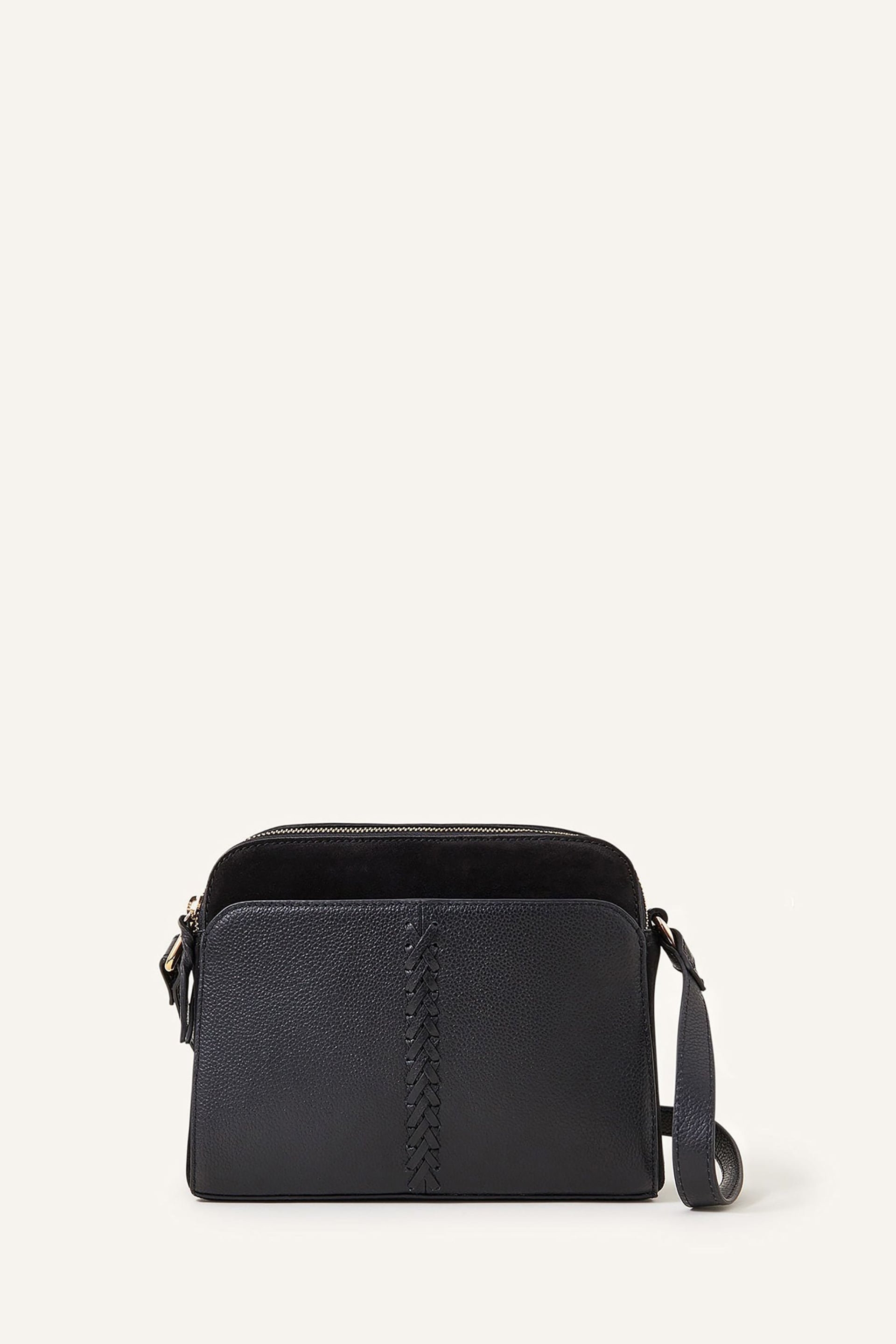 Accessorize Black Leather Double Zip Cross-Body Bag - Image 2 of 4