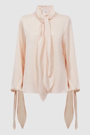 Reiss Nude Giselle Tie Detail Blouse - Image 2 of 6