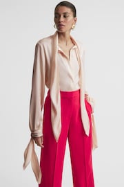 Reiss Nude Giselle Tie Detail Blouse - Image 4 of 6