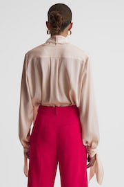 Reiss Nude Giselle Tie Detail Blouse - Image 5 of 6