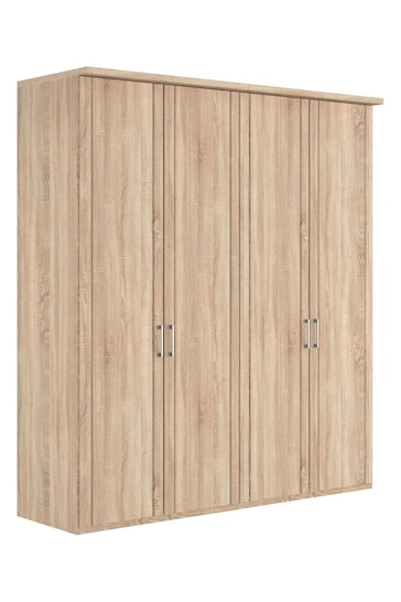 Wiemann Rustic oak Torquay 2M Wood 4 Door Hinged Semi-fitted Wardrobe